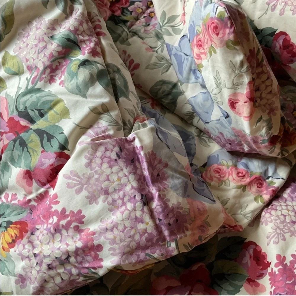 Vintage Ralph Lauren Allison floral king comforter 100% cotton blanket rare